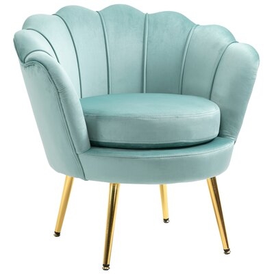 Elegant Velvet-Touch Fabric Accent Chair/Leisure Club Chair With Gold Metal Legs For Living Room, Blue - Image 0
