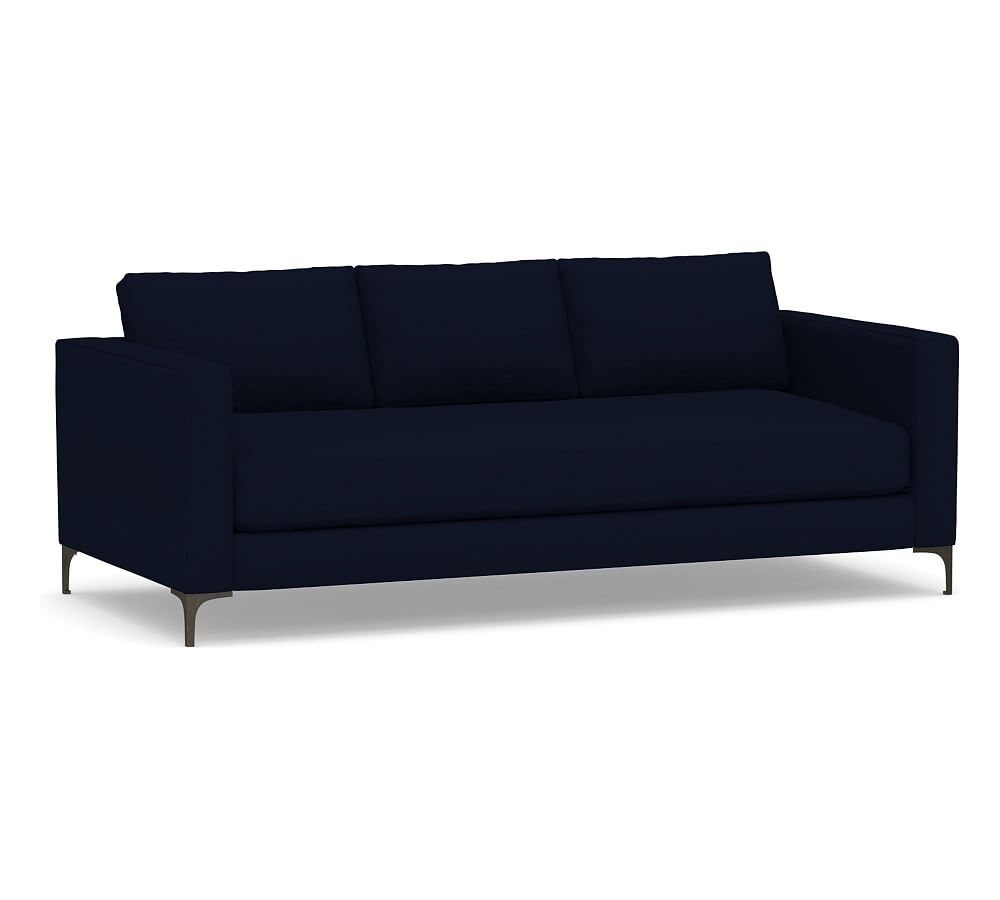 Jake Upholstered Sofa 85" with Bronze Legs, Polyester Wrapped Cushions, Performance Everydaylinen(TM) by Crypton(R) Home Navy - Image 0