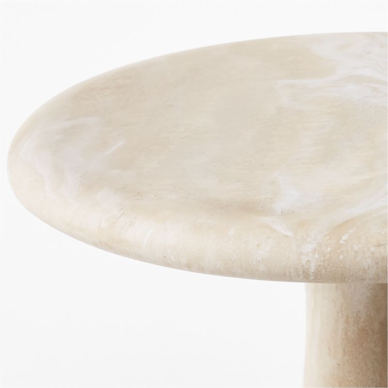Espira Round Cream Marbled Resin Side Table - Image 3