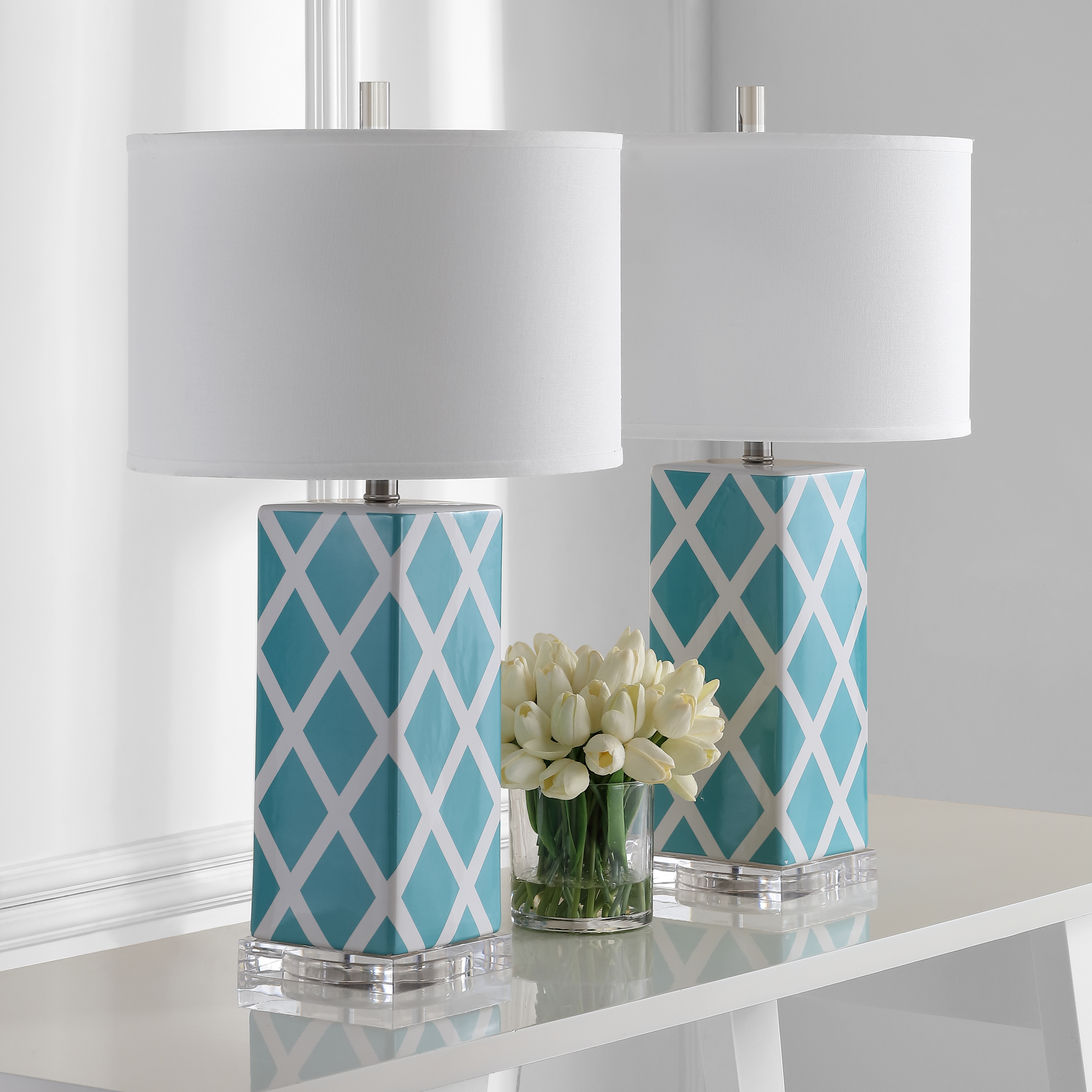 Garden 27-Inch H Lattice Table Lamp - Light Blue - Safavieh - Image 6