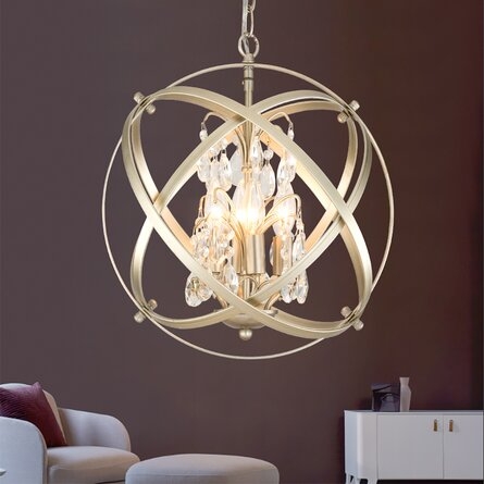 Chally 4 - Light Unique Globe Chandelier with Crystal Accents - Image 2