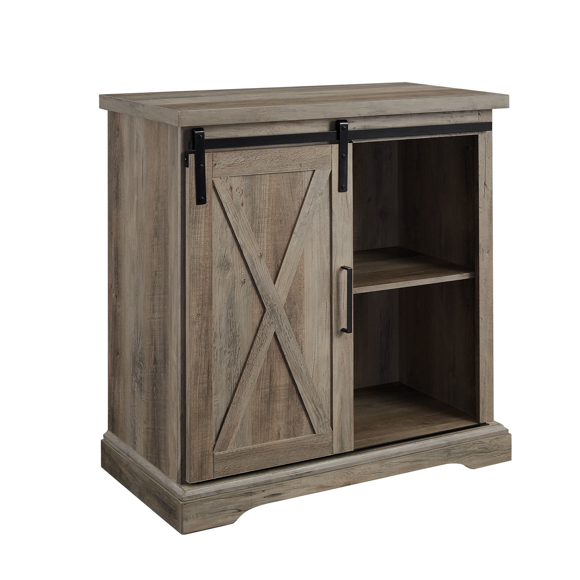 Alba 32" Sliding Barn Door Farmhouse Accent Cabinet - Grey Wash  - Image 0