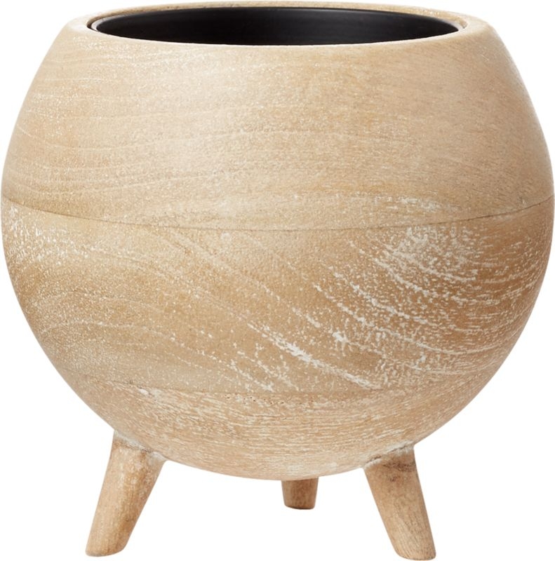 Russell Half Sphere White Wash Wood Pillar Candle Holder - Image 8