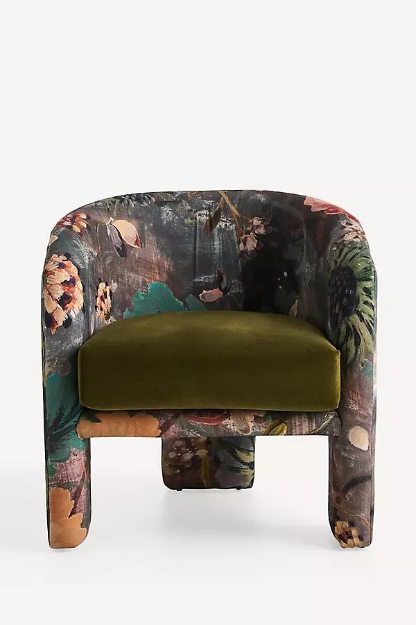 Effie Lena Velvet Tripod Chair - Image 1
