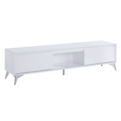 TV Stand With 2 Door Storage And LED Touch Light, White - Image 0