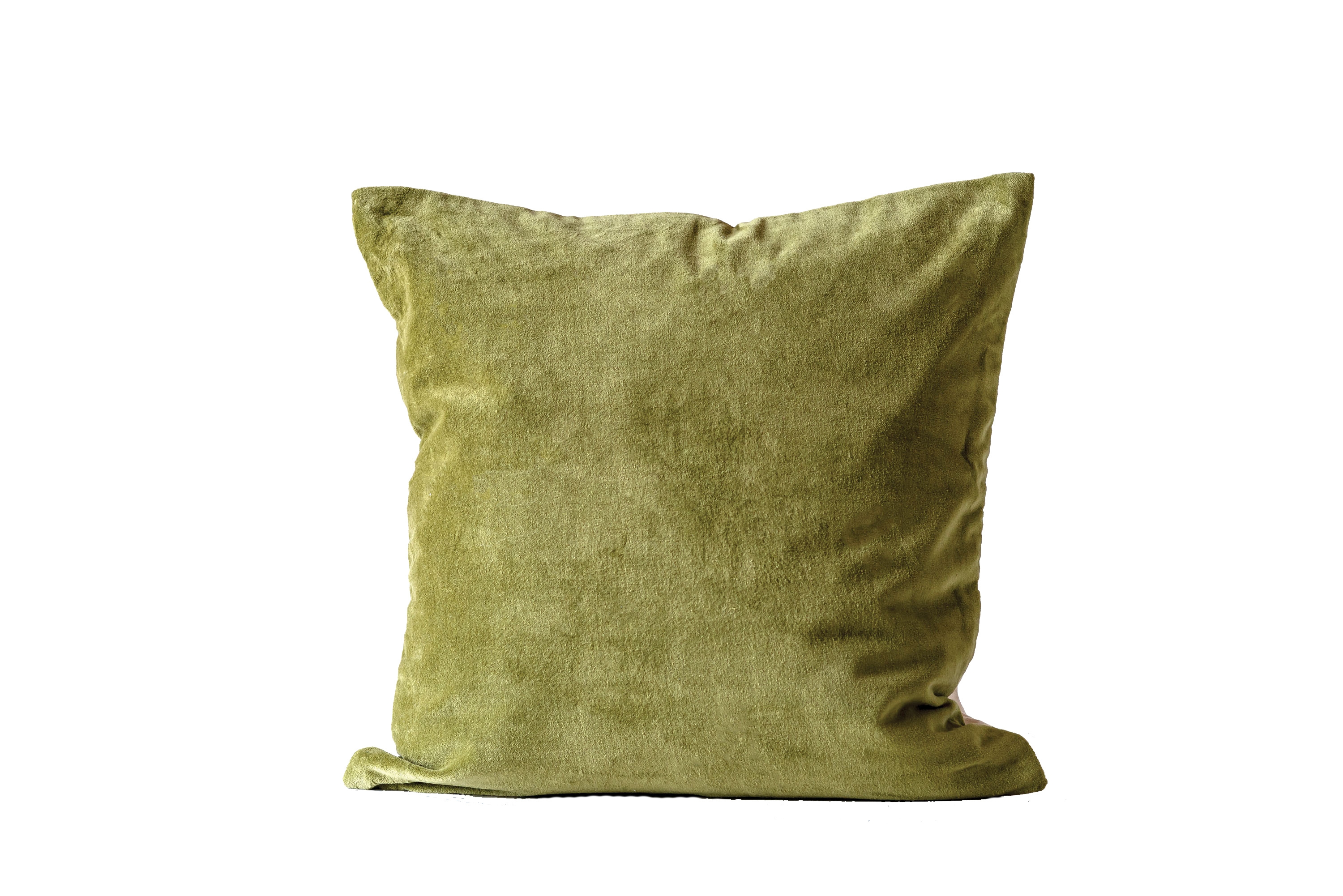 Square Cotton Velvet Pillow, Green - Image 0