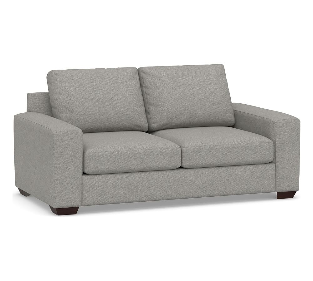 Big Sur Square Arm Upholstered Loveseat 76", Down Blend Wrapped Cushions, Performance Heathered Basketweave Platinum - Image 0