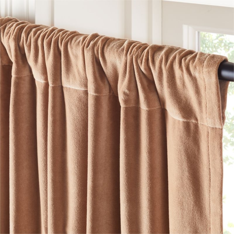 Light Brown Organic Cotton Velvet Window Curtain Panel 48"x108" - Image 3