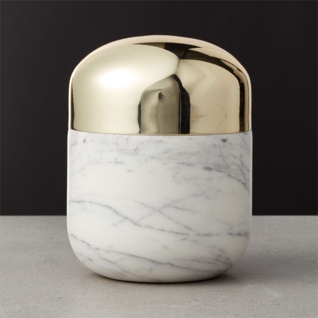 Capsule Large Marble Canister with Gold Lid - Image 0