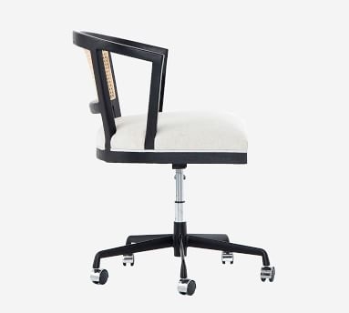 Lisbon Cane Swivel Desk Chair, Brushed Ebony - Image 5
