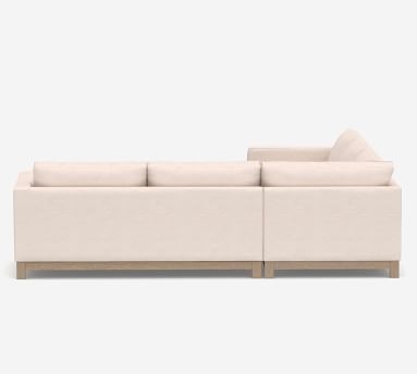 Jake Upholstered 3-Piece L-Shaped Sectional with Wood Legs, Polyester Wrapped Cushions, Jumbo Basketweave Pebble - Image 2