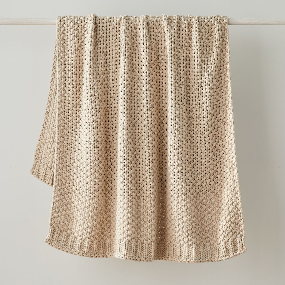 Chunky Cotton Knit Throw, 50"x60", Oatmeal - Image 0