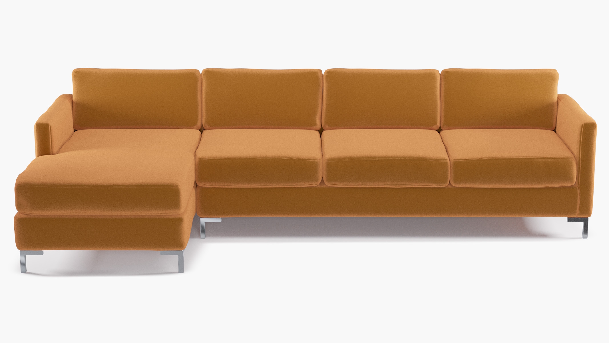 Modern Sectional, Left Facing, Marigold Performance Velvet, Chrome L Leg - Image 0