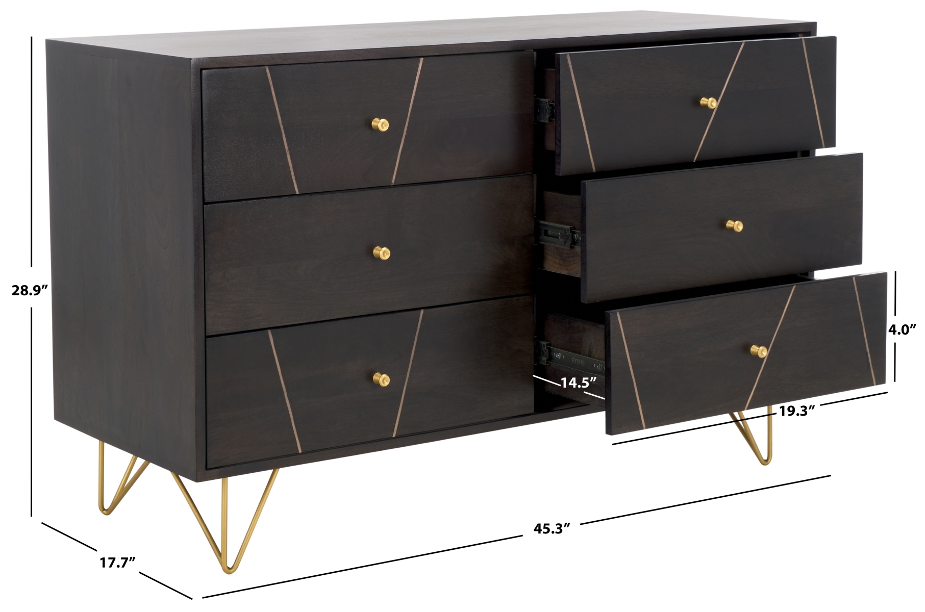 Marigold 6 Drawer Dresser - Black/Gold - Image 9