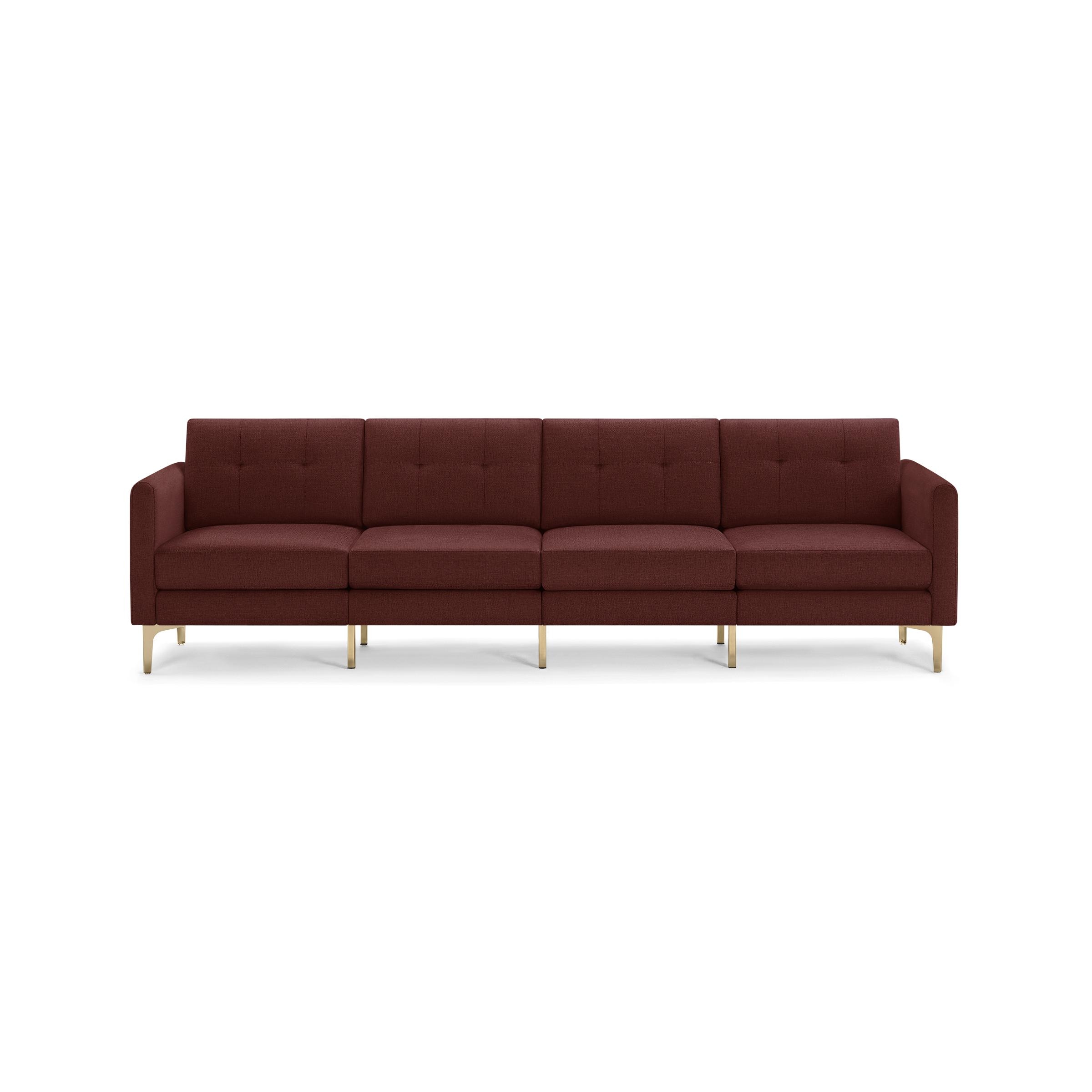 Nomad King Sofa in Brick Red, Brass Legs - Image 0