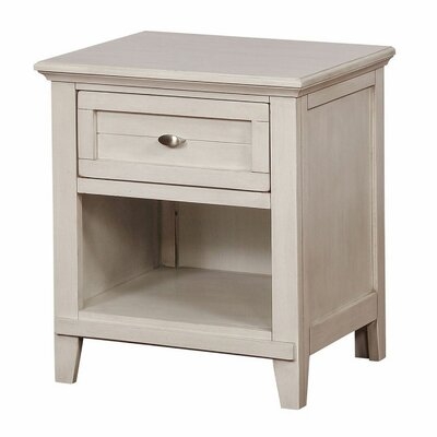Nightstand With Plank Front Drawer And 1 Open Shelf, White - Image 0