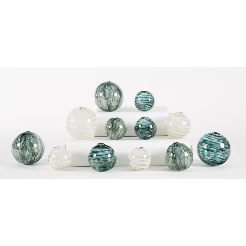 Prima Design Source 12 Piece Hand Blown Glass Decorative Spheres Sculpture Set - Image 0