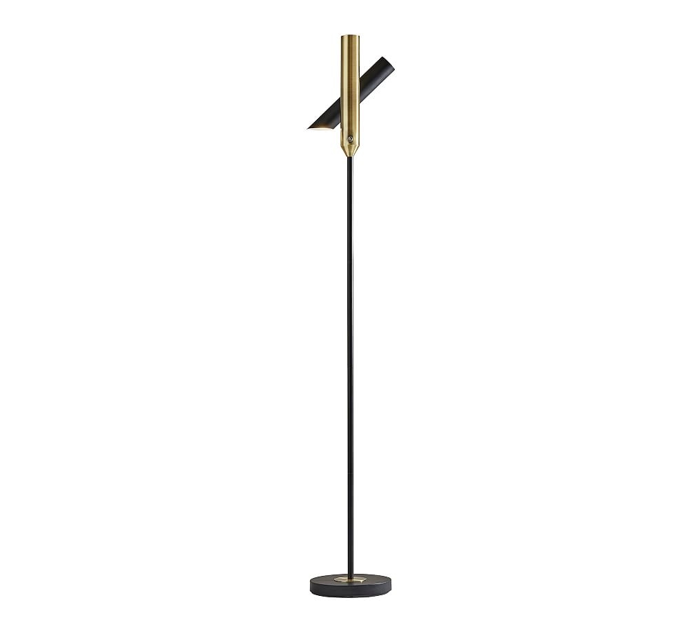 Rita LED Torchiere Floor Lamp, Black & Antique Brass - Image 0