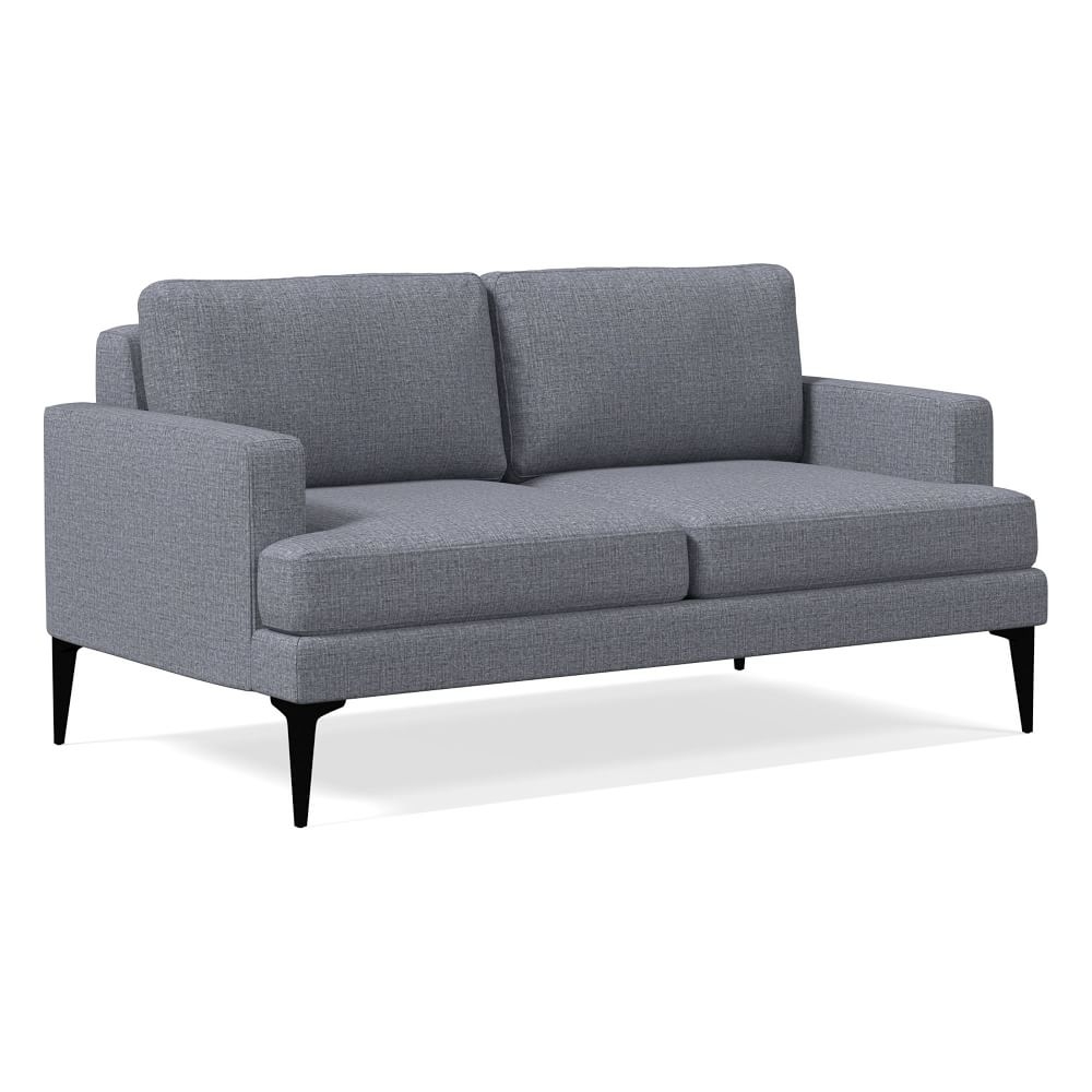 Andes 60" Multi-Seat Sofa, Petite Depth, Performance Yarn Dyed Linen Weave, Graphite, Dark Pewter - Image 0