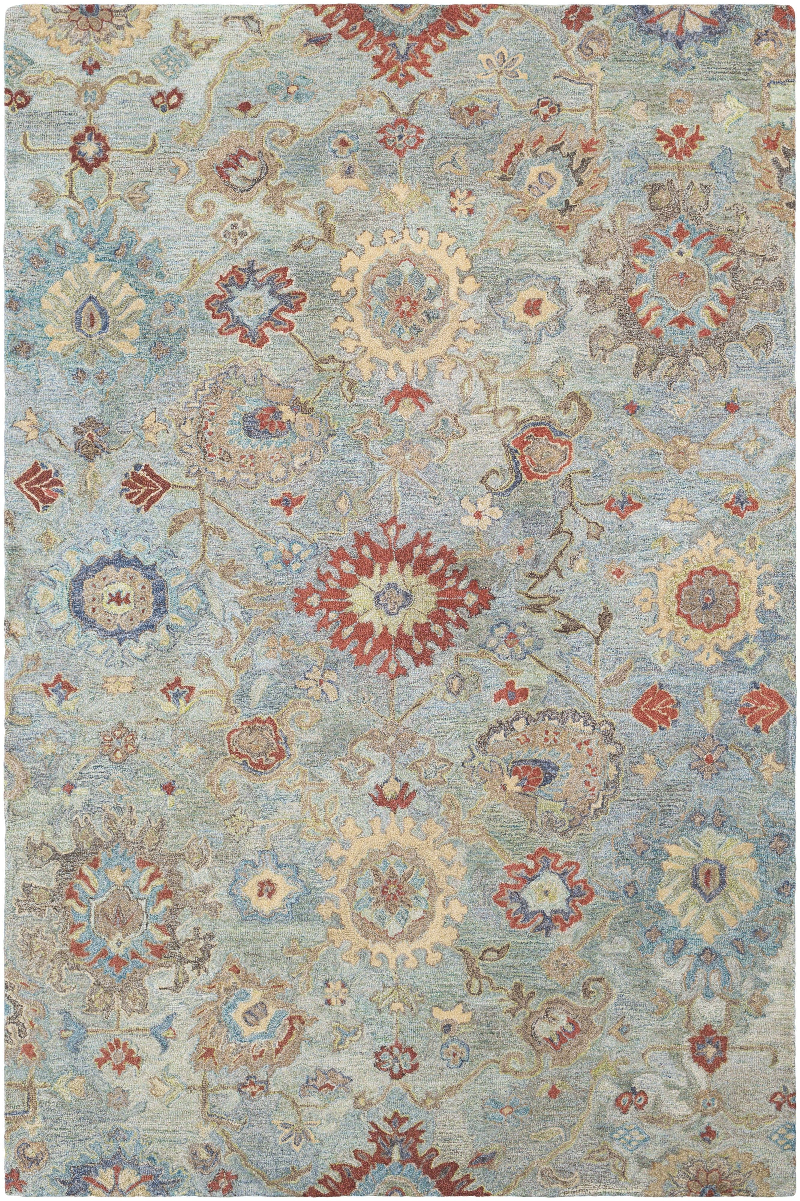 Classic Nouveau Green Indoor 5' x 7'6" Handmade Rug - Image 0