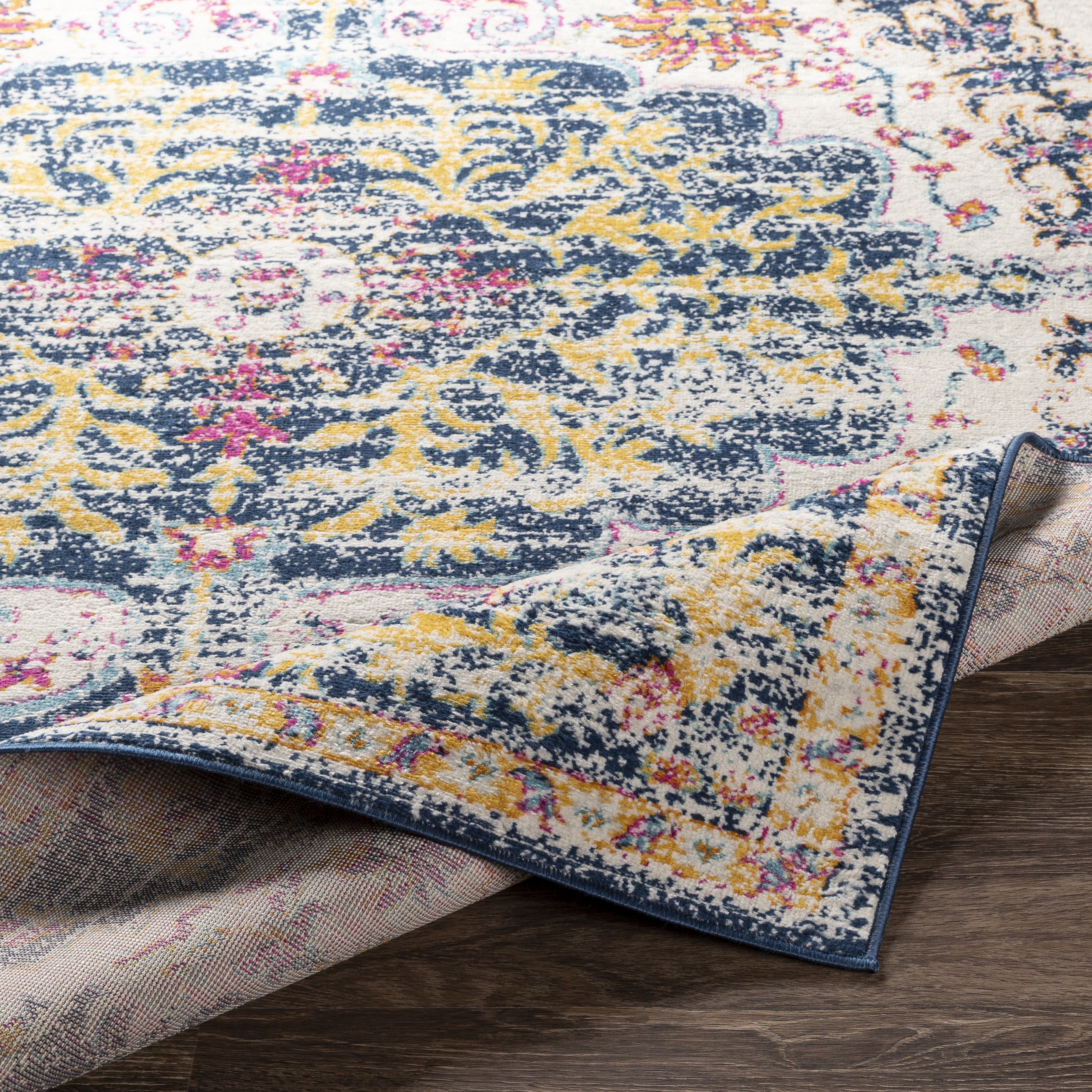 Floransa Blue Indoor 7'10" x 10' Machine Woven Rug - Image 4