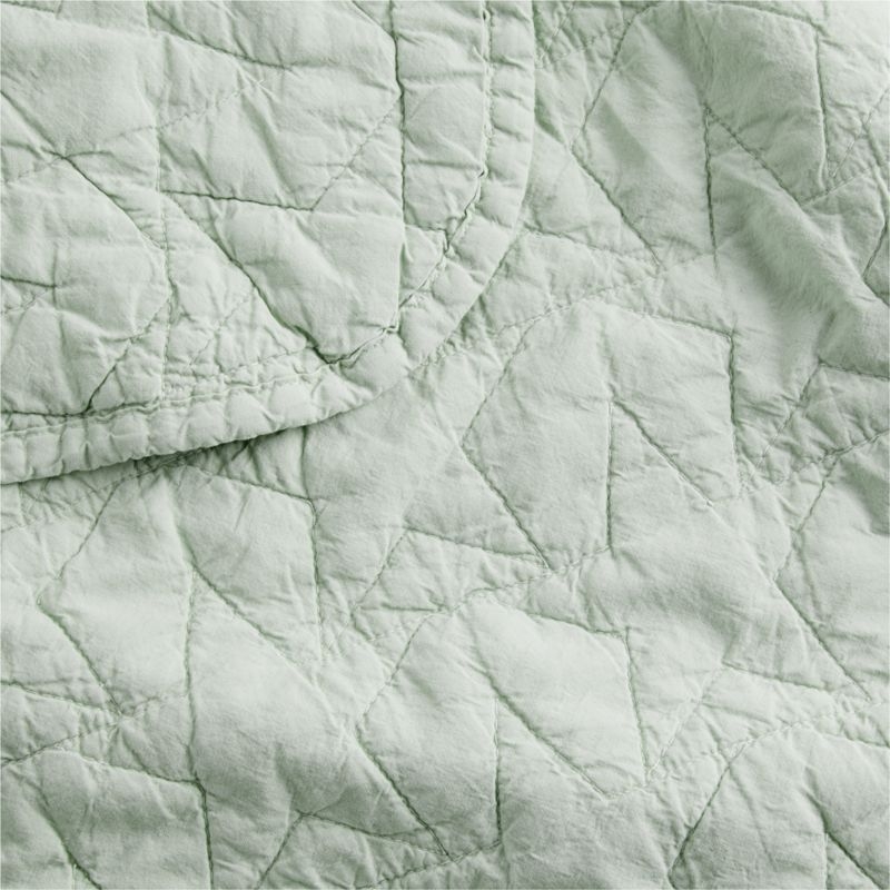 Sunwashed Seafoam Green Star Organic Cotton Baby Crib Quilt - Image 3