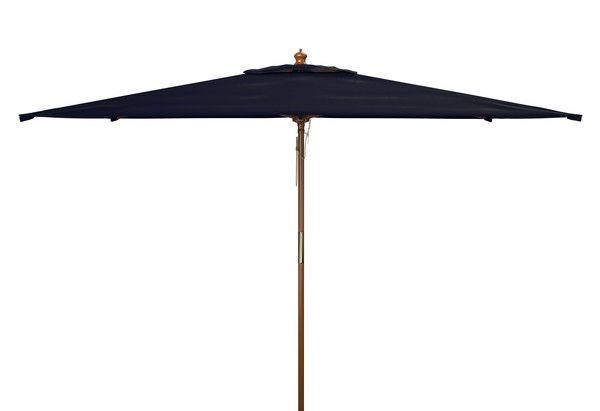 Aklin 10Ft Wood Umbrella - Navy - Safavieh - Image 0