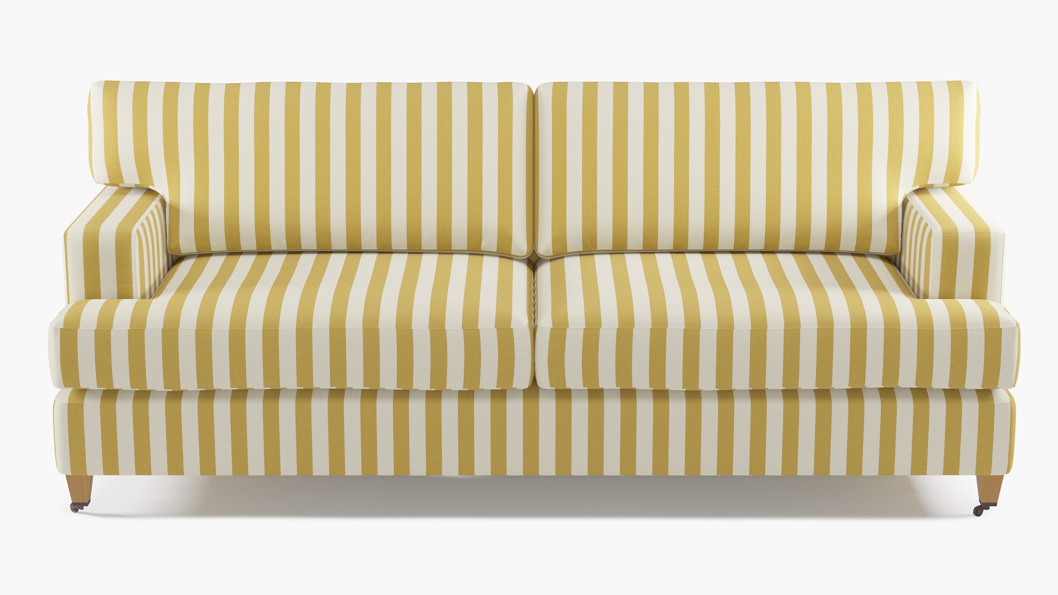 Classic Sofa, Citrine Cabana Stripe, Natural with Antique Brass Caster - Image 0