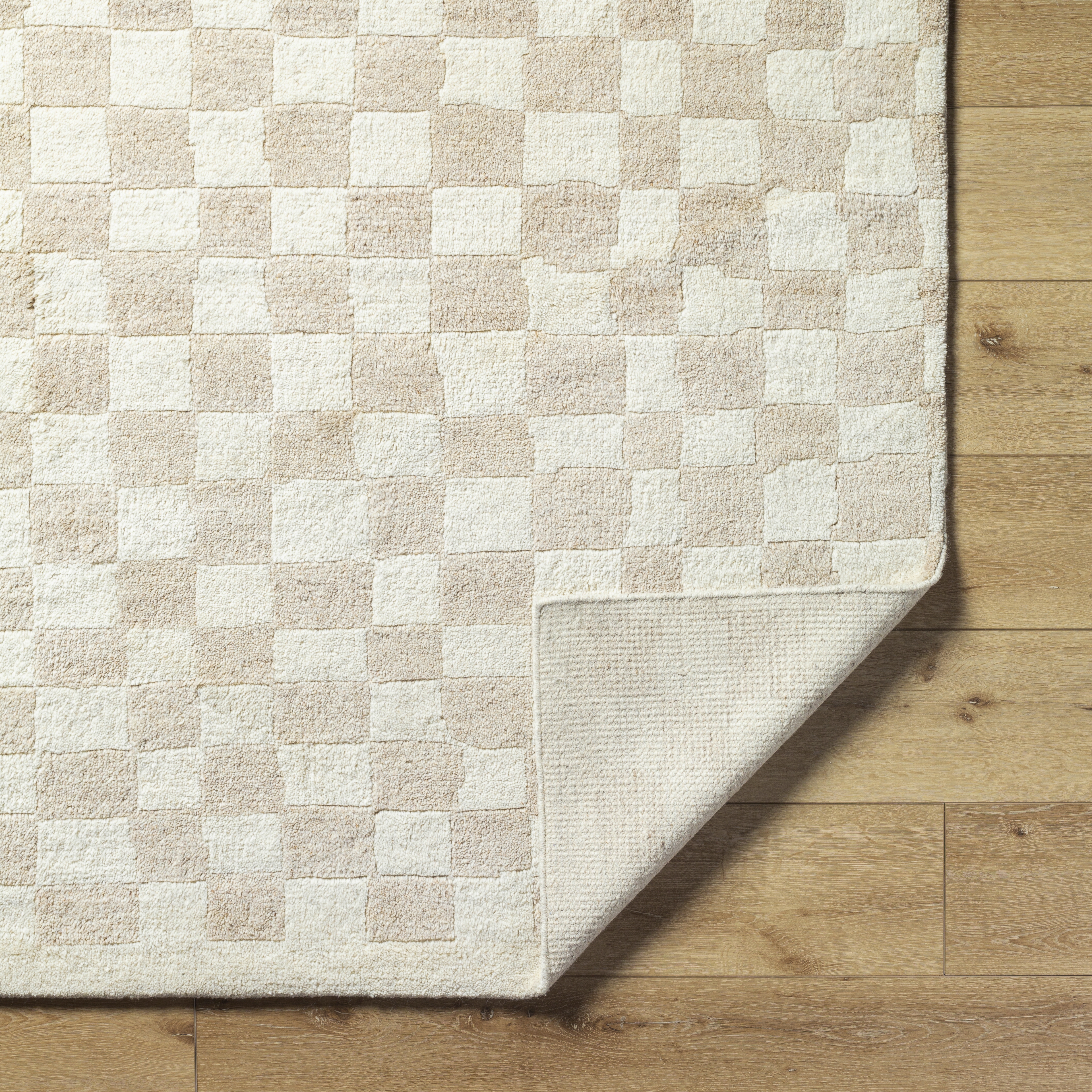 Damier Beige Indoor 10' x 14' Handmade Rug - Image 4