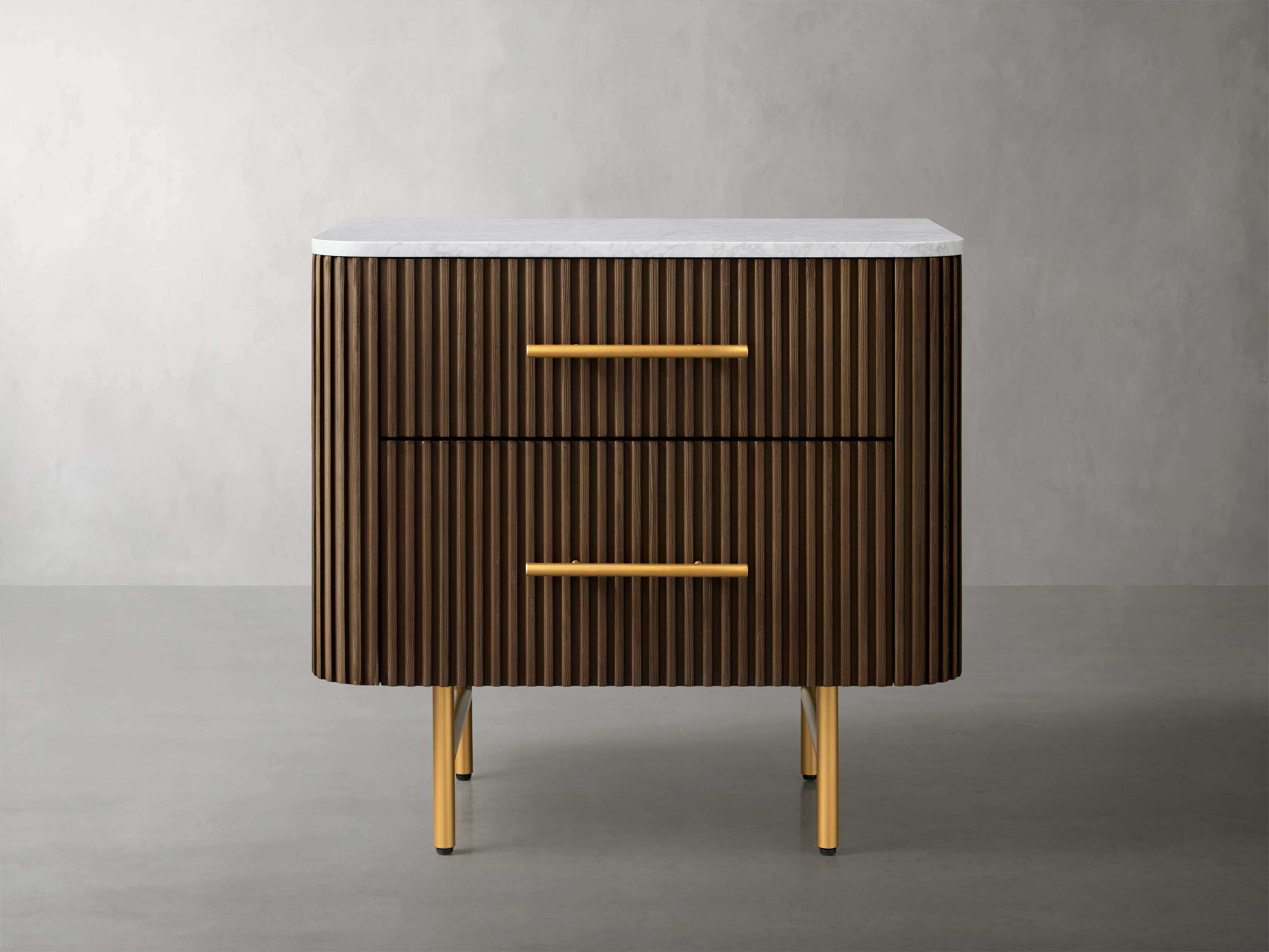 Finnley Closed Nightstand in Stone 26" Brown  Carrara/Mocha - Image 0