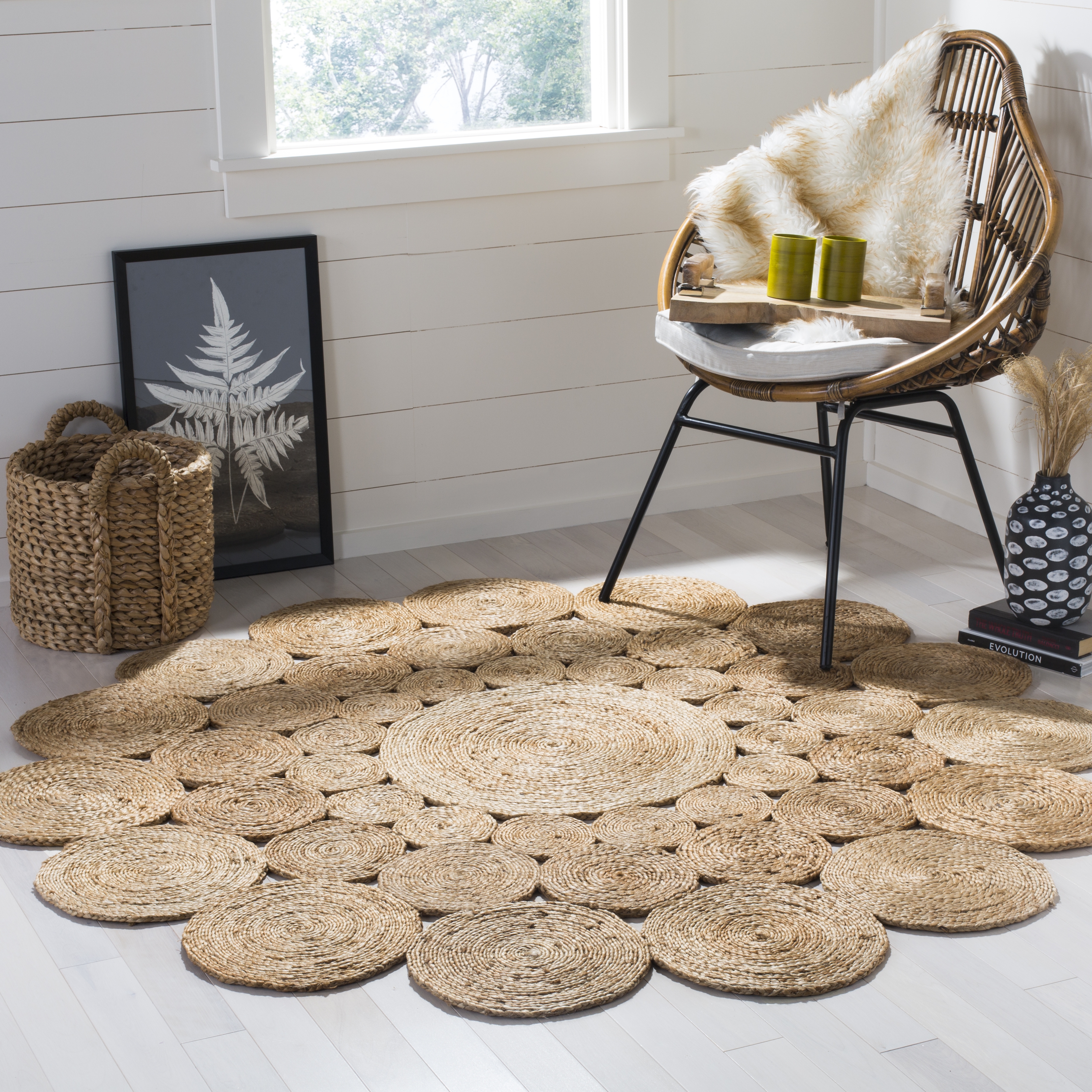 Arlo Home Hand Woven Area Rug, NF363A, Natural,  6' X 6' Round - Image 1