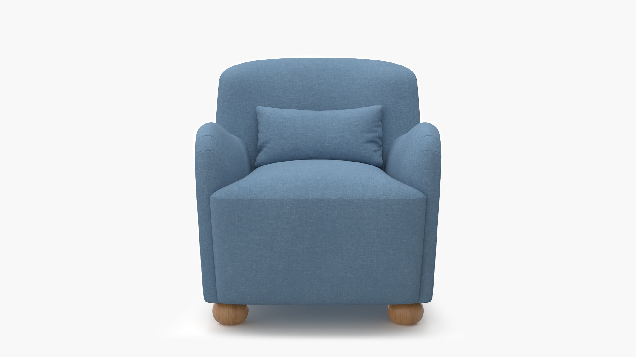 Club Chair, French Blue Everyday Linen, Natural Bun Foot - Image 0