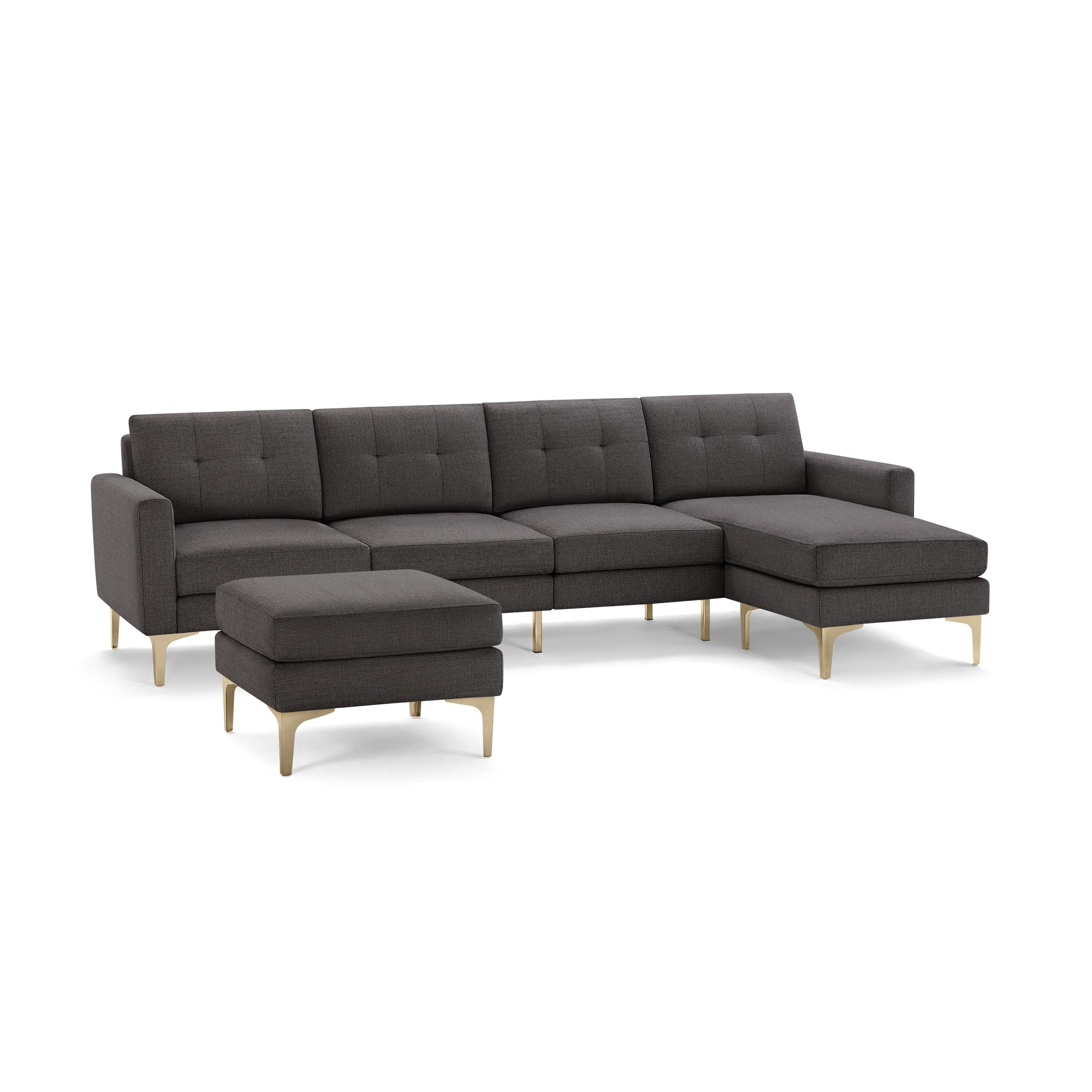 The Block Nomad King Sectional Sofa and Ottoman in Charcoal - Image 1
