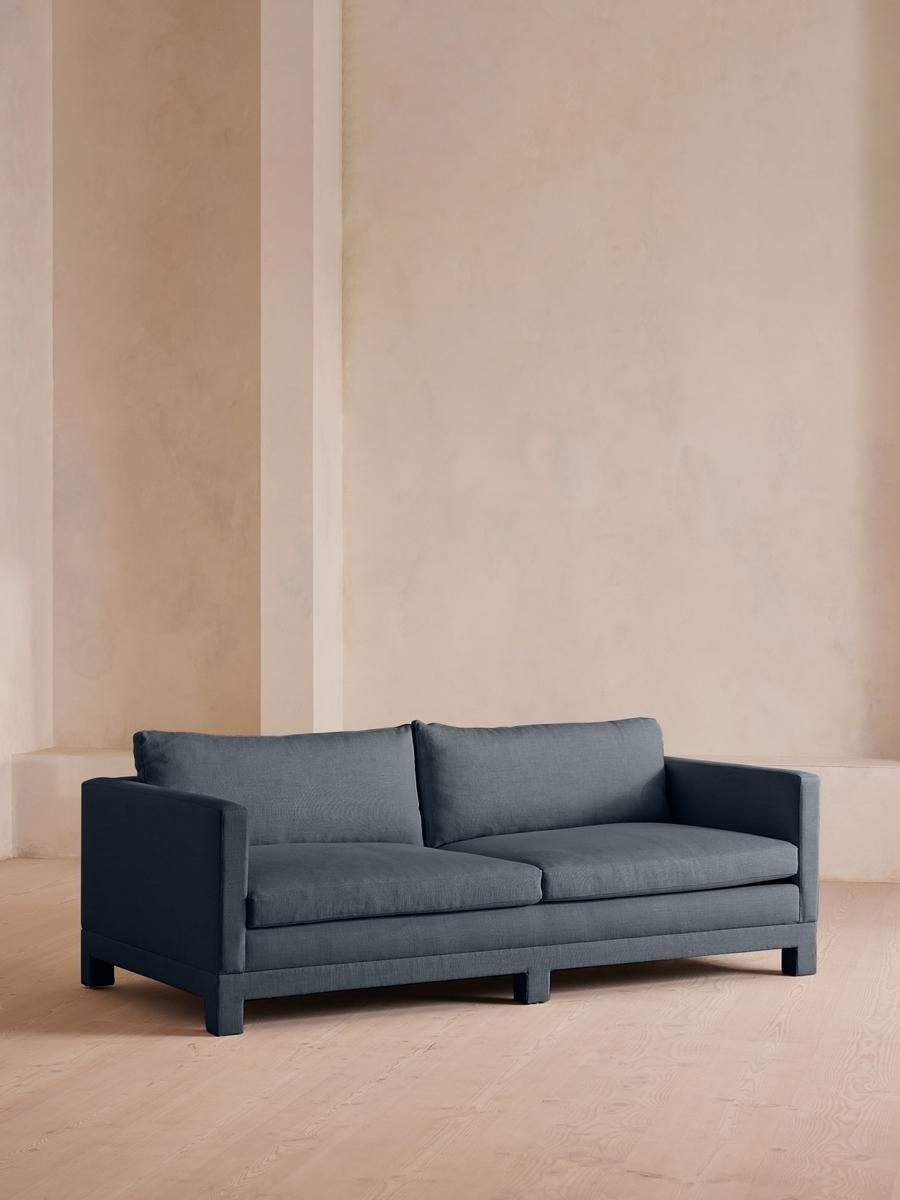 Ashford Three Seater Sofa, Linen, Prussian Blue, US - Image 0