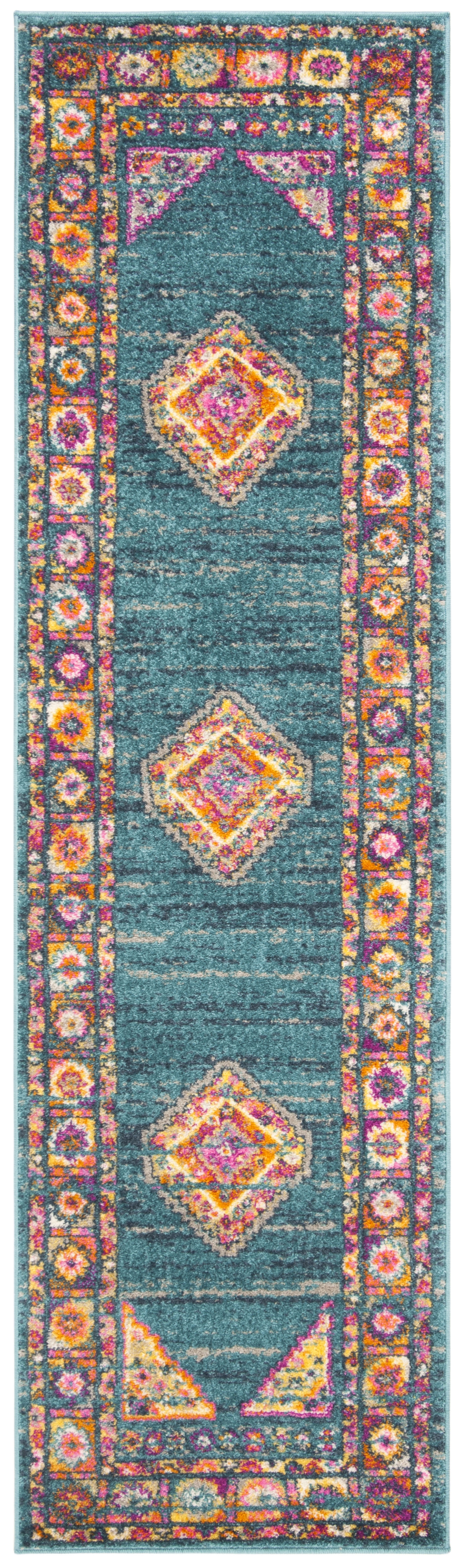 Arlo Home Woven Area Rug, MAD133A, Light Blue/Orange,  2' 3" X 8' - Image 0
