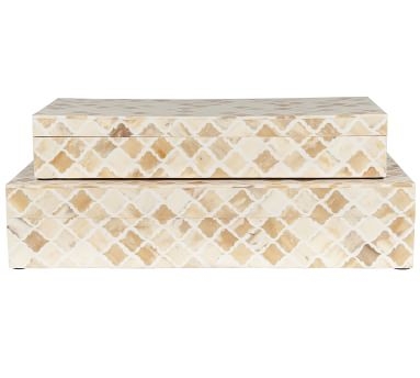 Gabriella Bone Decorative Box, Set of 2, White - Image 0