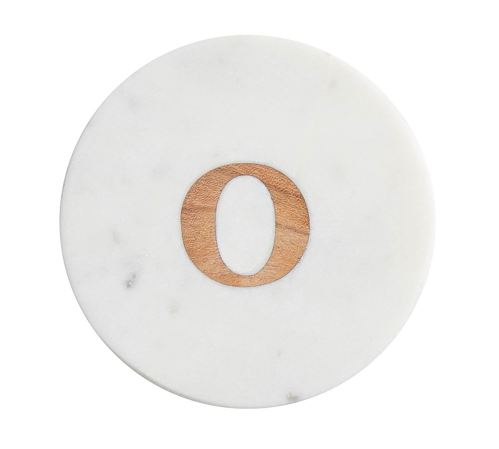 Alphabet Marble & Wood Coasters, Set of 4 - O - Image 0