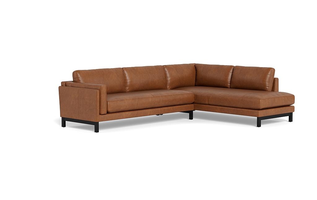 Gaby Leather 3-Seat Sectional with Right Bumper - Image 1