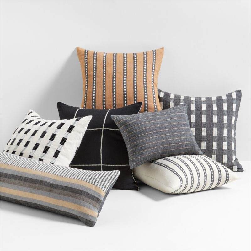 Bolé Road Bertu Ethiopian Cotton 20"x20" Onyx Black Throw Pillow with Microfiber Insert - Image 1