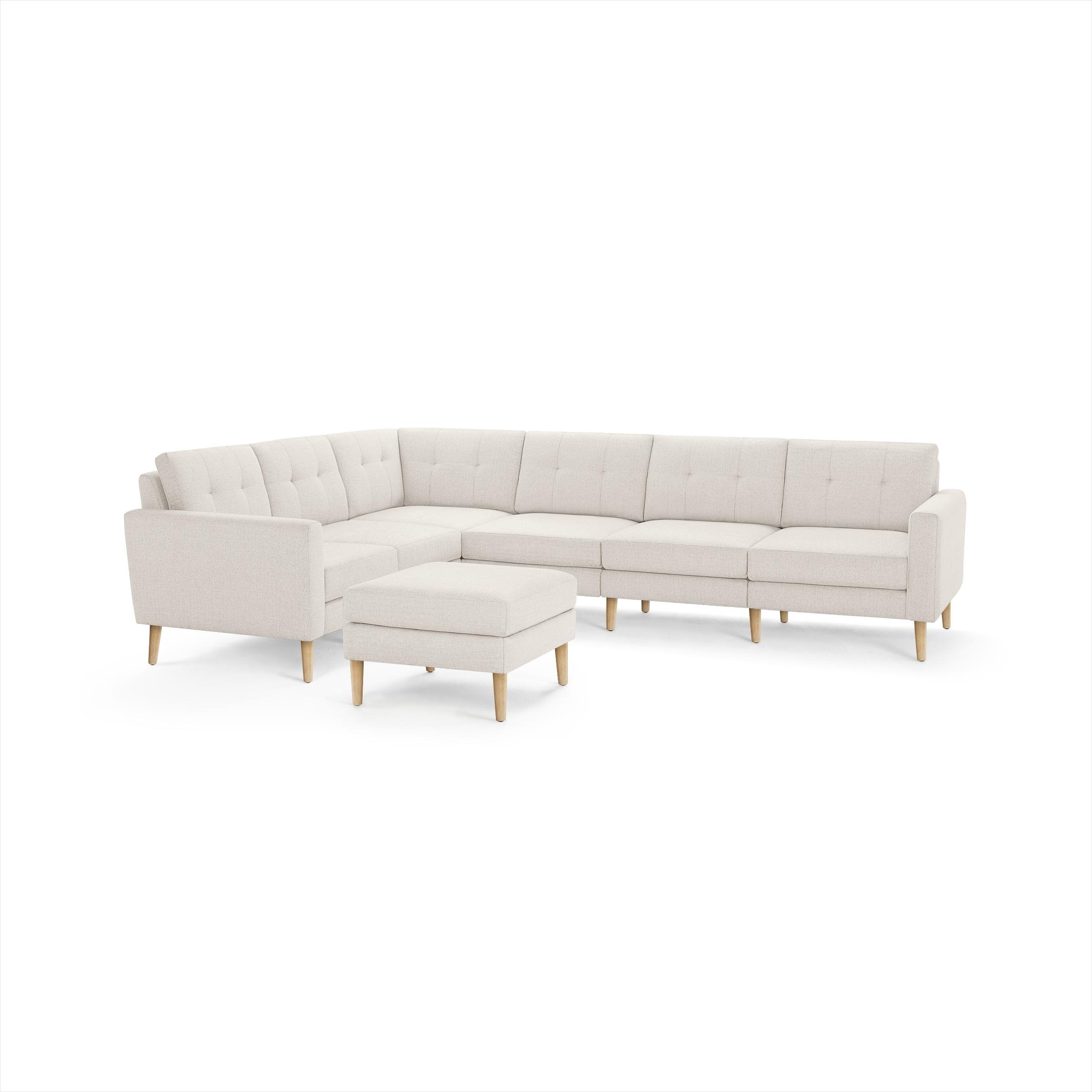 Nomad 6-Seat Corner Sectional and Ottoman in Ivory, Leg Finish: OakLegs - Image 0