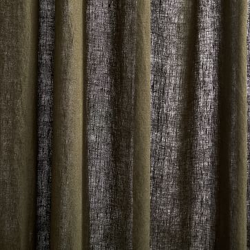 European Flax Linen Curtain, Dark Olive, 48"x108" - Image 1