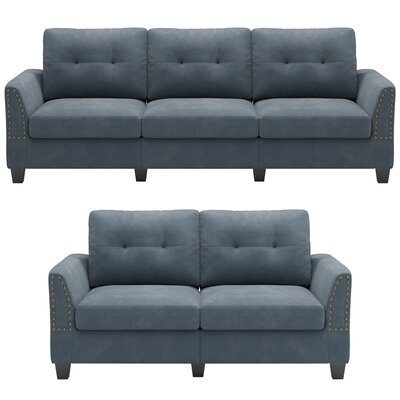 Latitude Run® Sofa And Loveseat Sets 2 Piece Furniture Sofa Set For Living Room Couch Sofa Loveseat Set Grey - Image 0