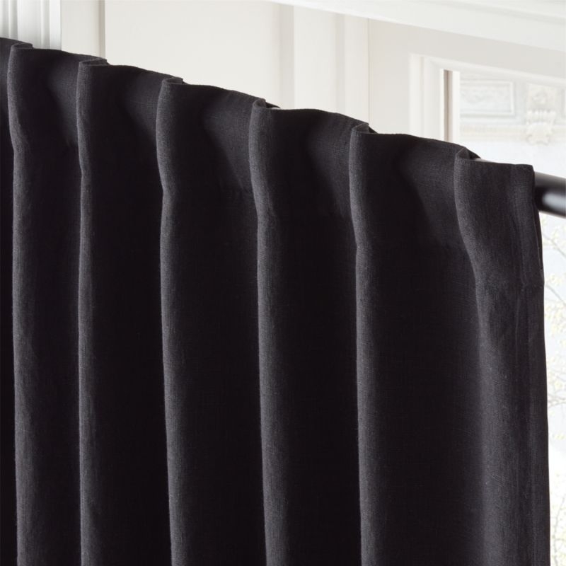 EUROPEAN FLAX™-Certified Linen Black Blackout Window Curtain Panel 48''x108'' - Image 3