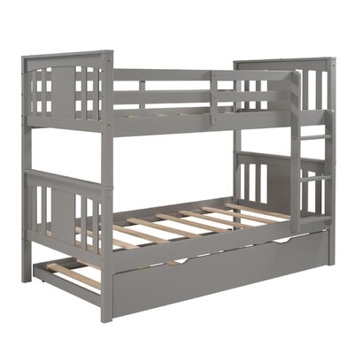 Suzanne Twin Over Twin Bunk Bed With Trundle And Ladder For Kids - Image 0