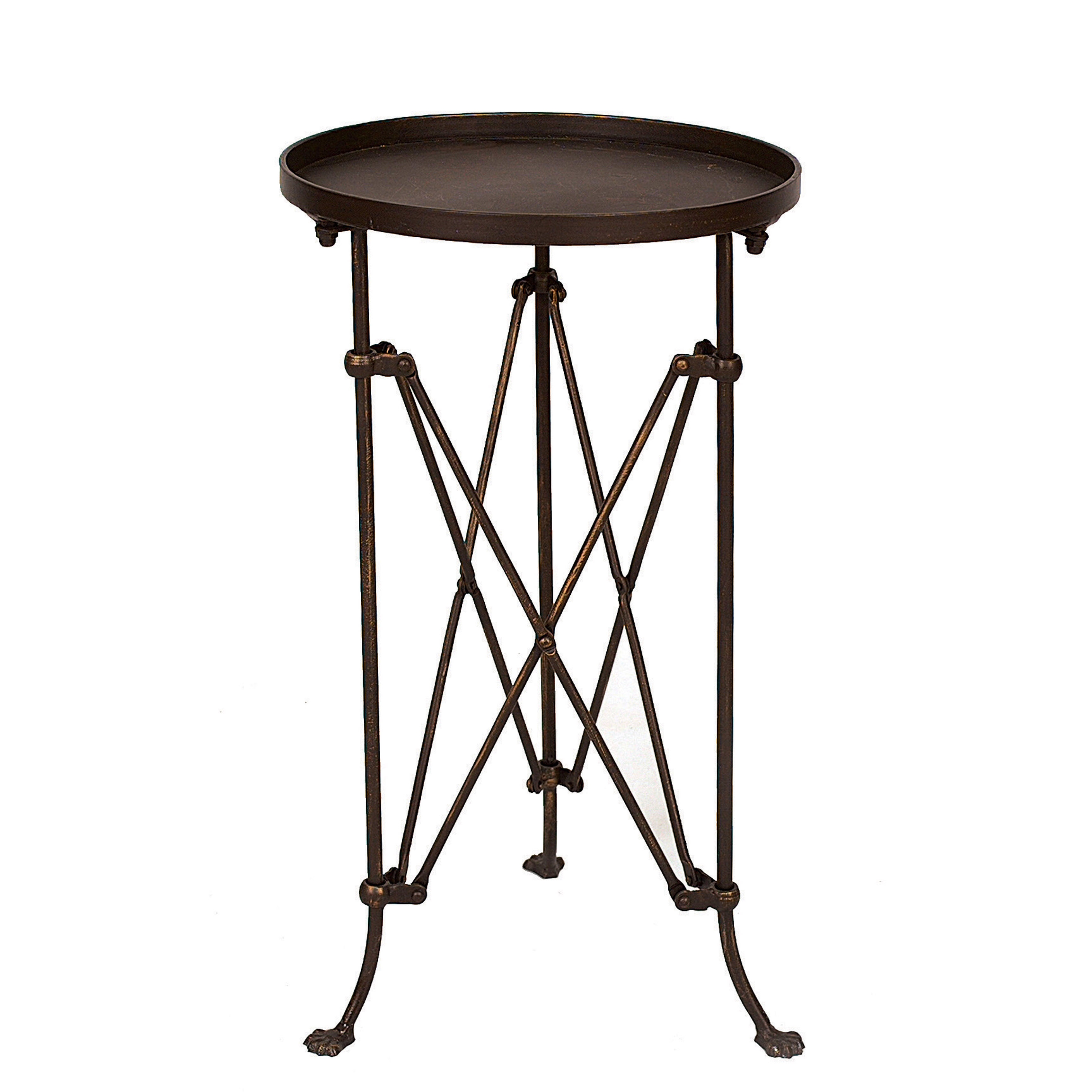 14.25" Round Tray-Style Metal Accent Table - Image 0
