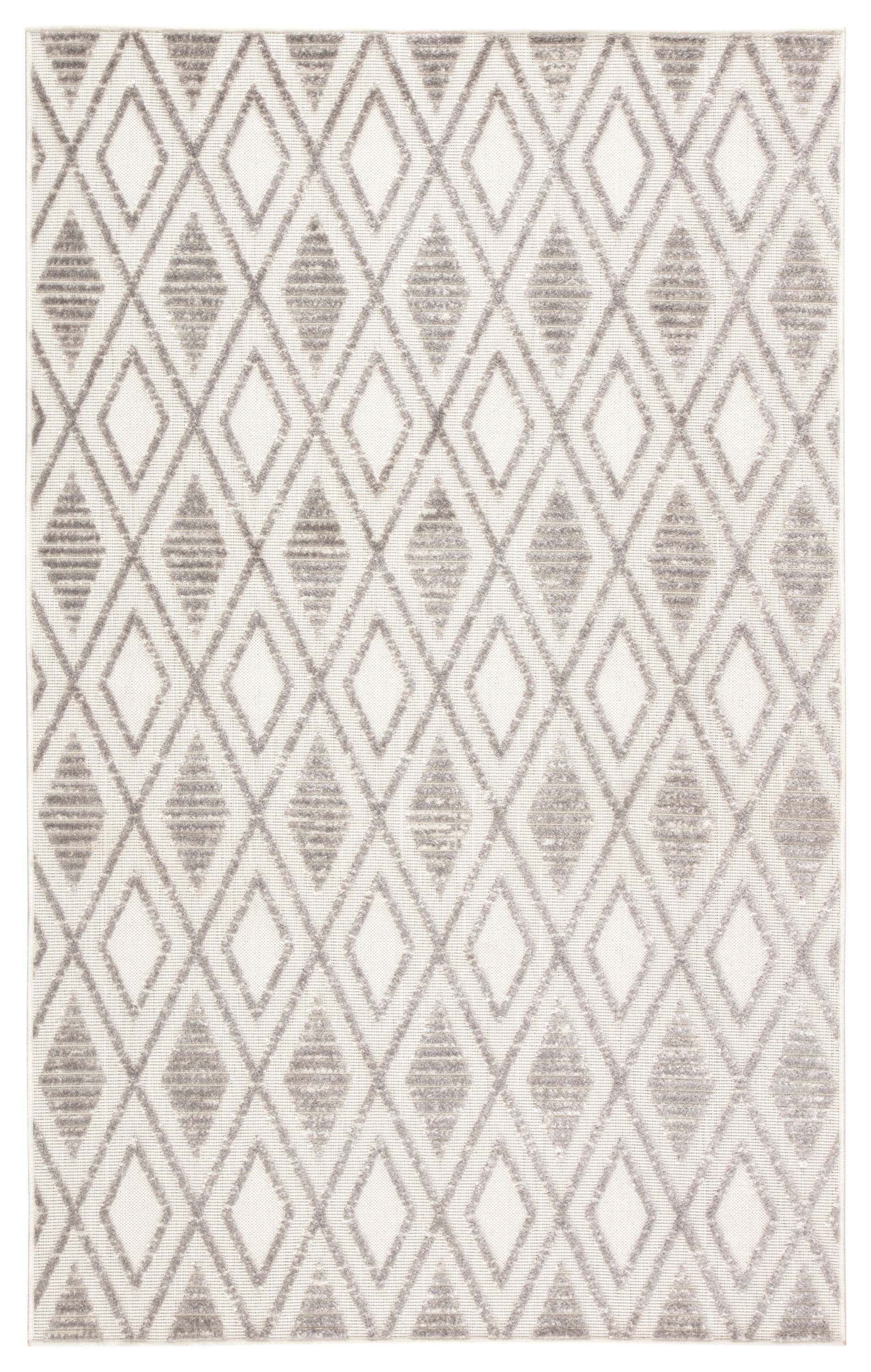 Meira Indoor/ Outdoor Trellis Gray/ White Area Rug (5'X7'6") - Image 0