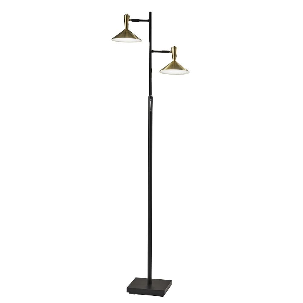 Beveled Shade LED Smart Switch Floor Lamp, 2 Tone Brass &amp; Bronze, 2 Light - Image 0
