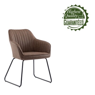 Almaraz PU Leather Upholstered Dining Chair with Metal Legs - Image 0