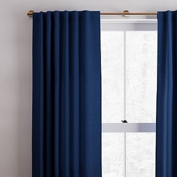Solid Belgian Linen Curtain, Midnight, 48"x96" - Image 3