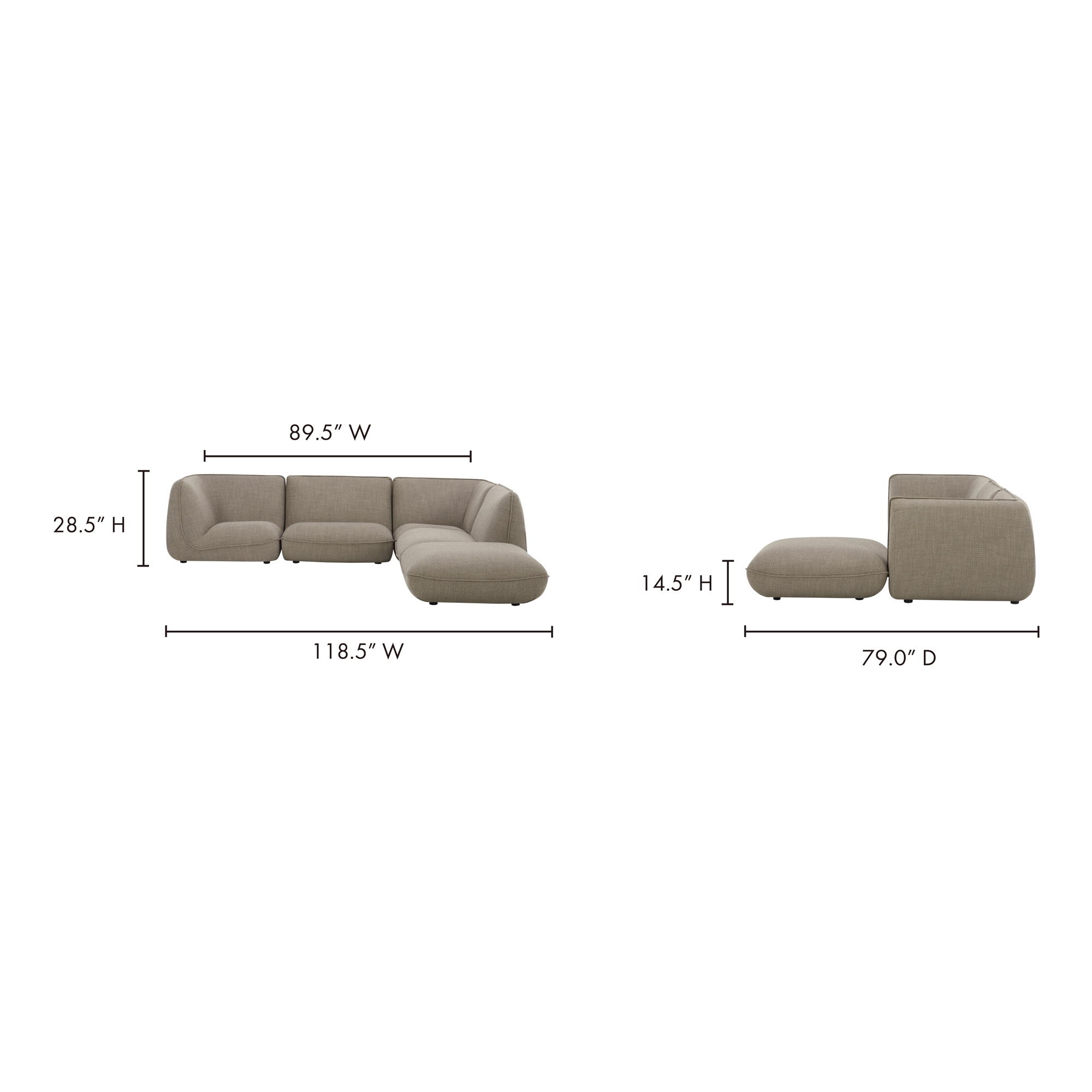 Zeppelin Lounge Modular Sectional Speckled Pumice - Image 12